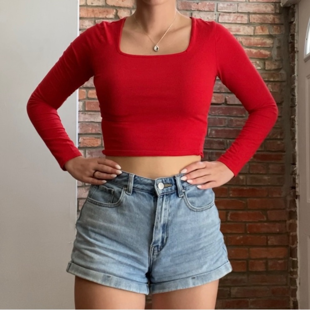 Wild Fable Cropped Red Long Sleeve (S)